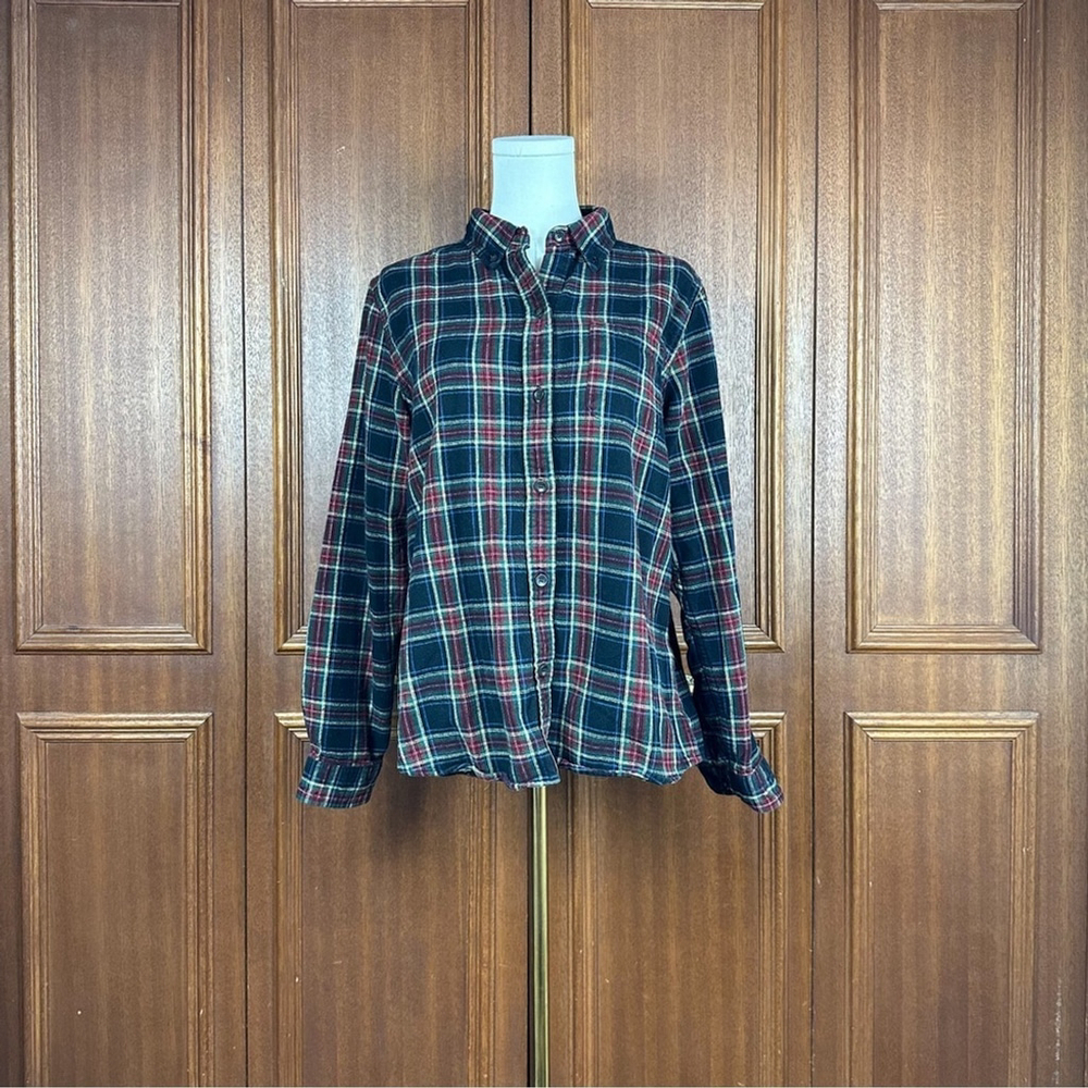 LL Bean Plaid Flannel Longsleeves Shirt Women's 100% Cotton Sz Medium - Picture 1 of 9